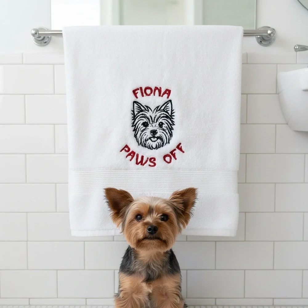 Hand Personalized Embroidered Towel your pet’s name dog, cat horses, any pet
